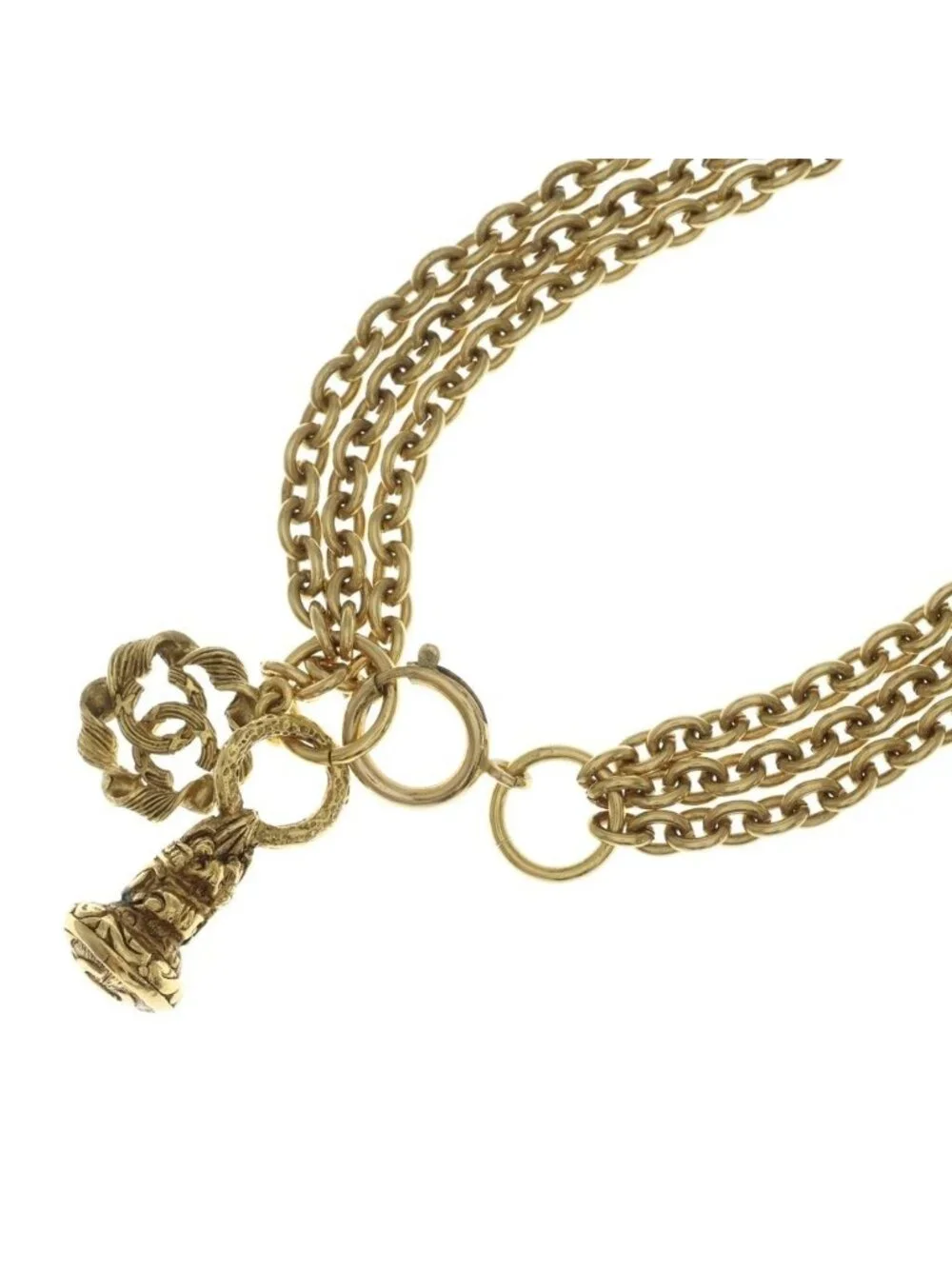 Chanel Vintage CC Logo Bell Pendant Chain Gold